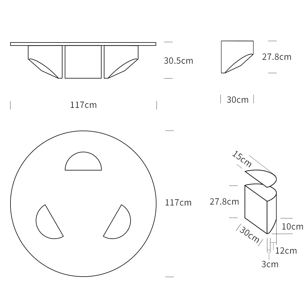 Wedge Coffee Table Round Glass Table