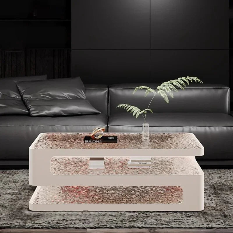 Rectangle Luxury Clear Coffee Table Modern Design