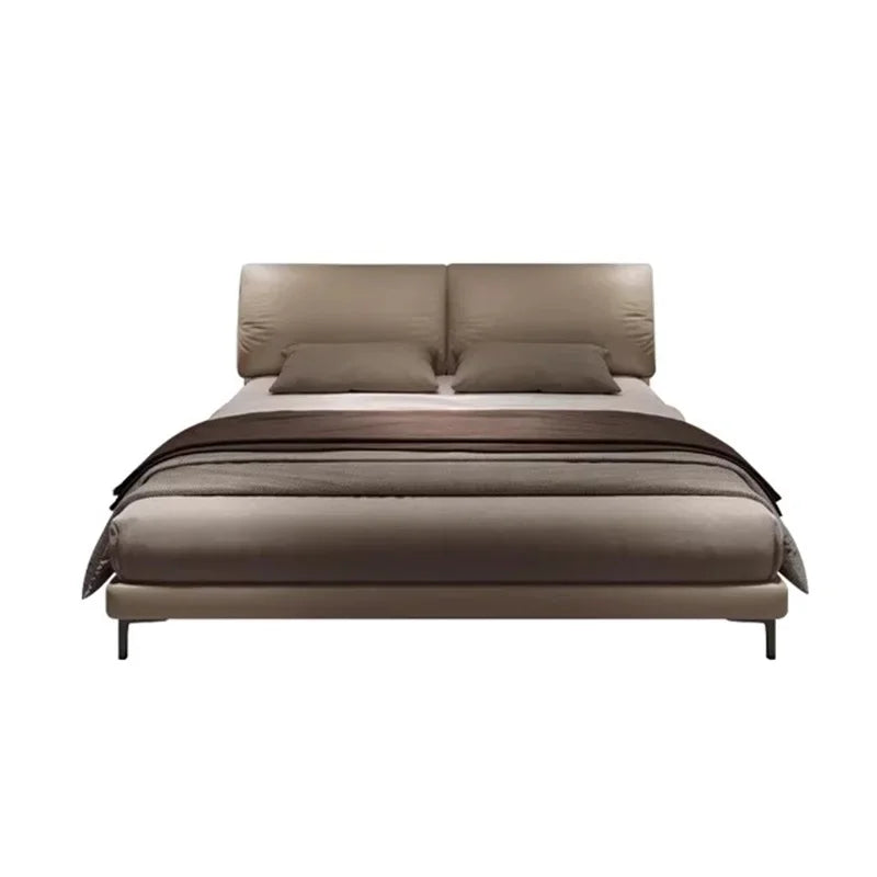 Tan Leather Nordic Multifunction Bed Luxury Furniture